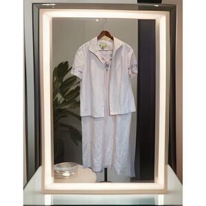 Jessica Howard 2-Piece Linen Blend Dress/Jacket Pale Pink Sz. 14 Vtg Embellished